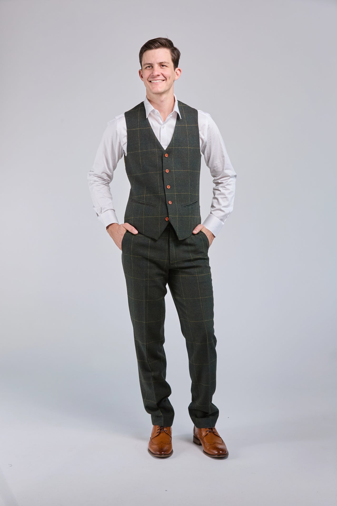 Retro Green Check Tweed 3 Piece Suit