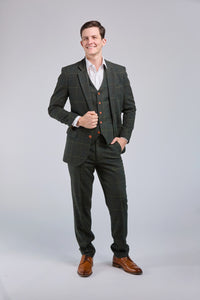 Thumbnail for Retro Green Check Tweed 3 Piece Suit