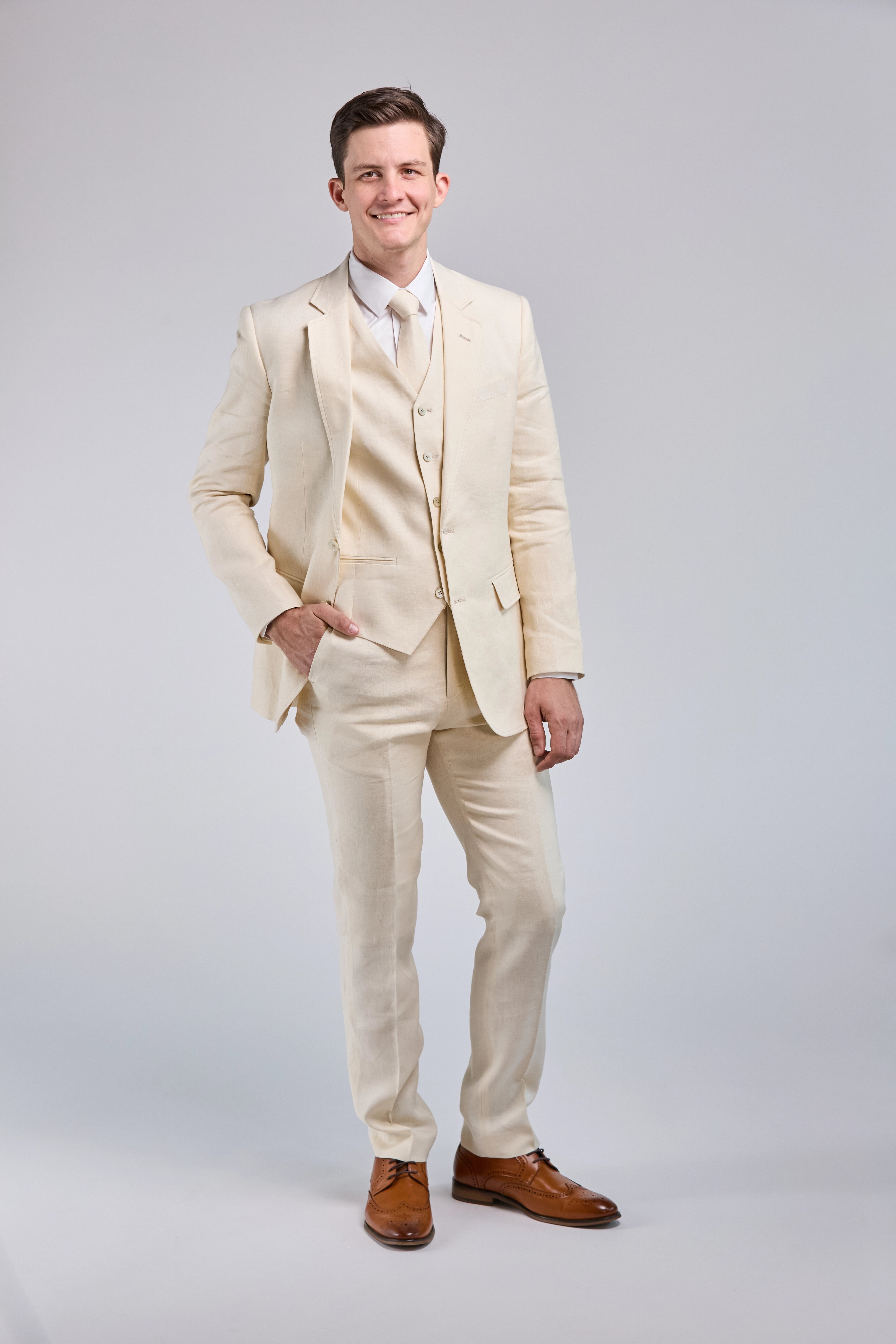 Cream Linen 3 Piece Suit Tweedmaker Cream Linen 3 Piece Suit Tweedmaker