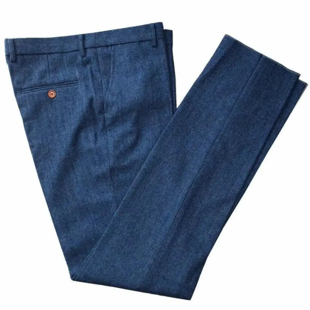 Blue herringbone 2025 tweed suit