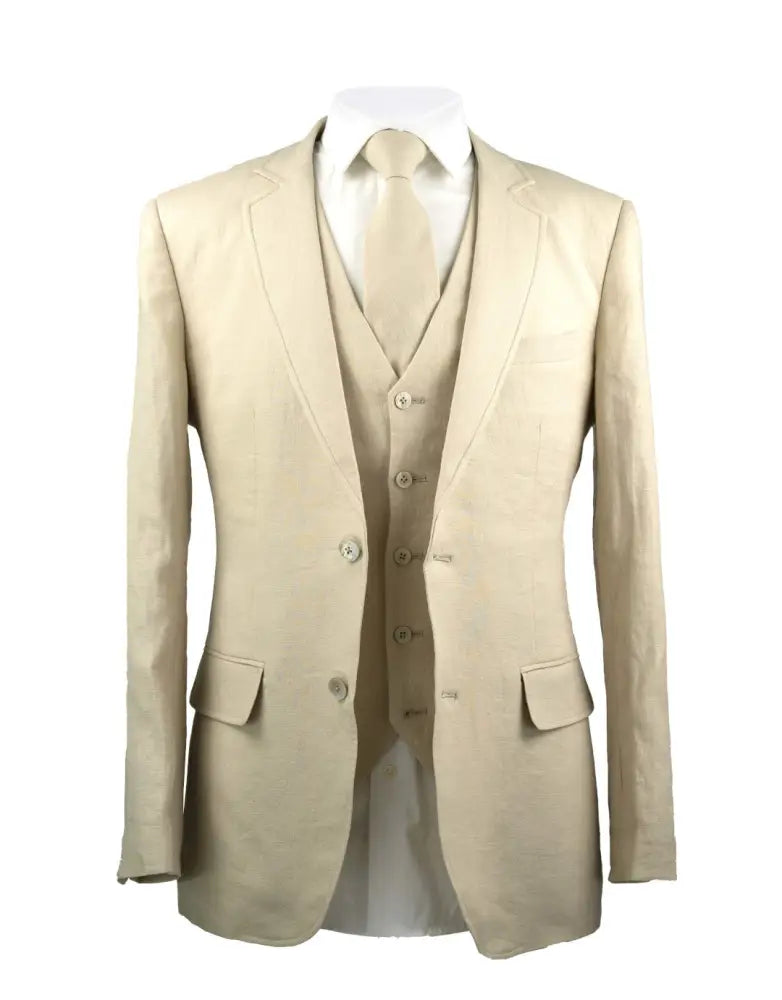 Cream Linen 3 Piece Suit Suits