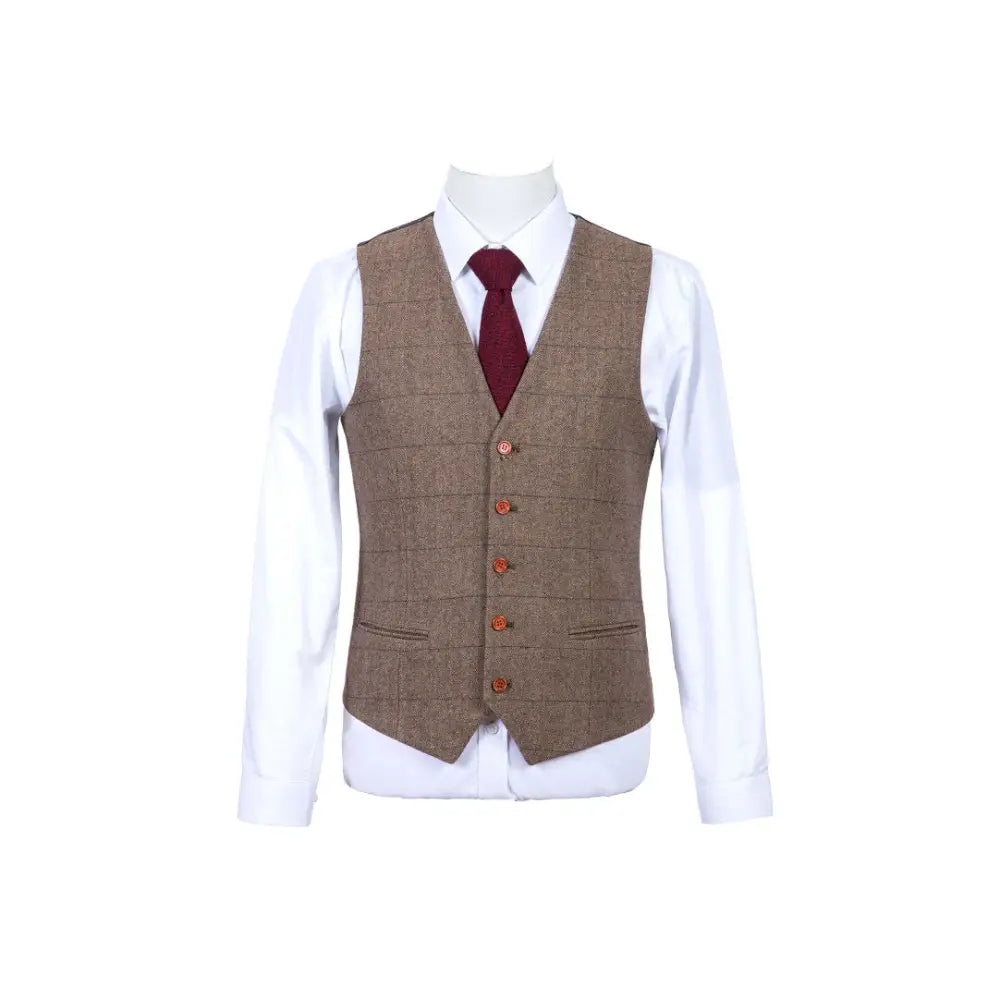 Light Brown Herringbone Tweed 3 Piece Suit Suits