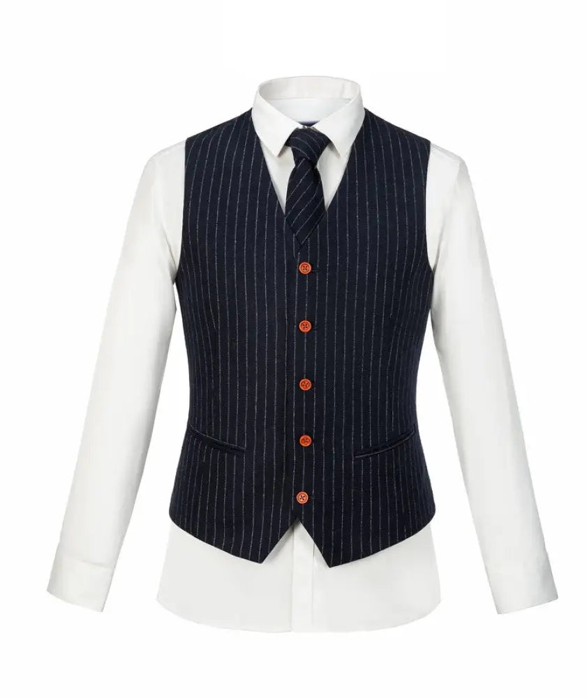 Navy Wool Stripe Waistcoat Only USA Clearance