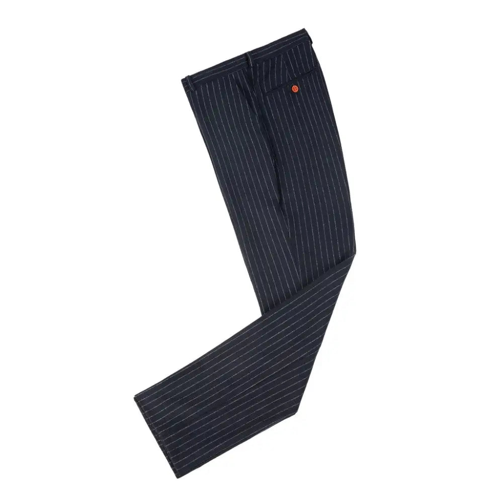 Navy Wool Stripe Trousers USA Clearance