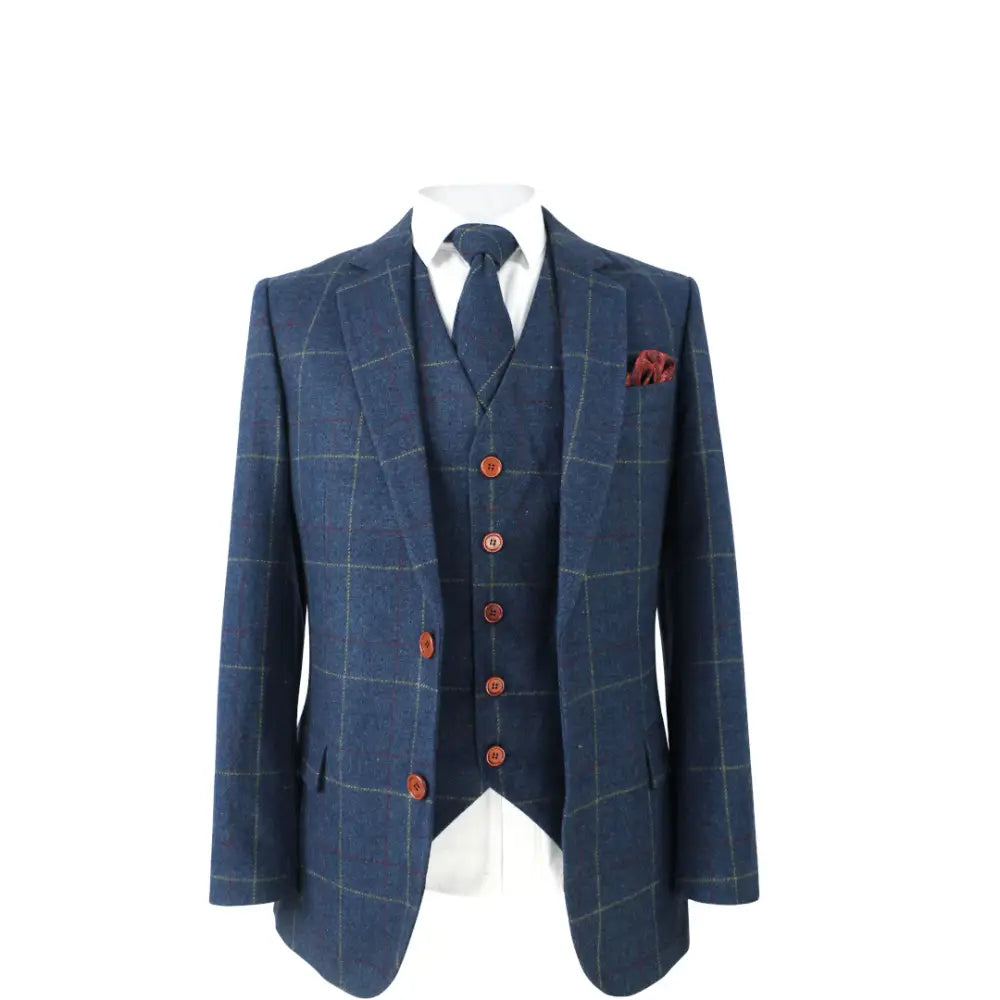 Blue tweed three piece 2025 suit