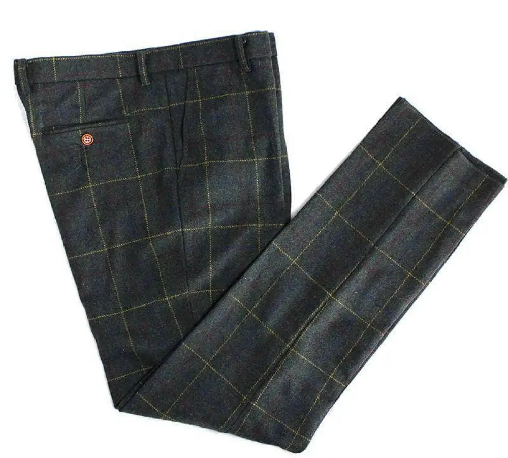 Retro Green Check Tweed 3 Piece Suit Suits