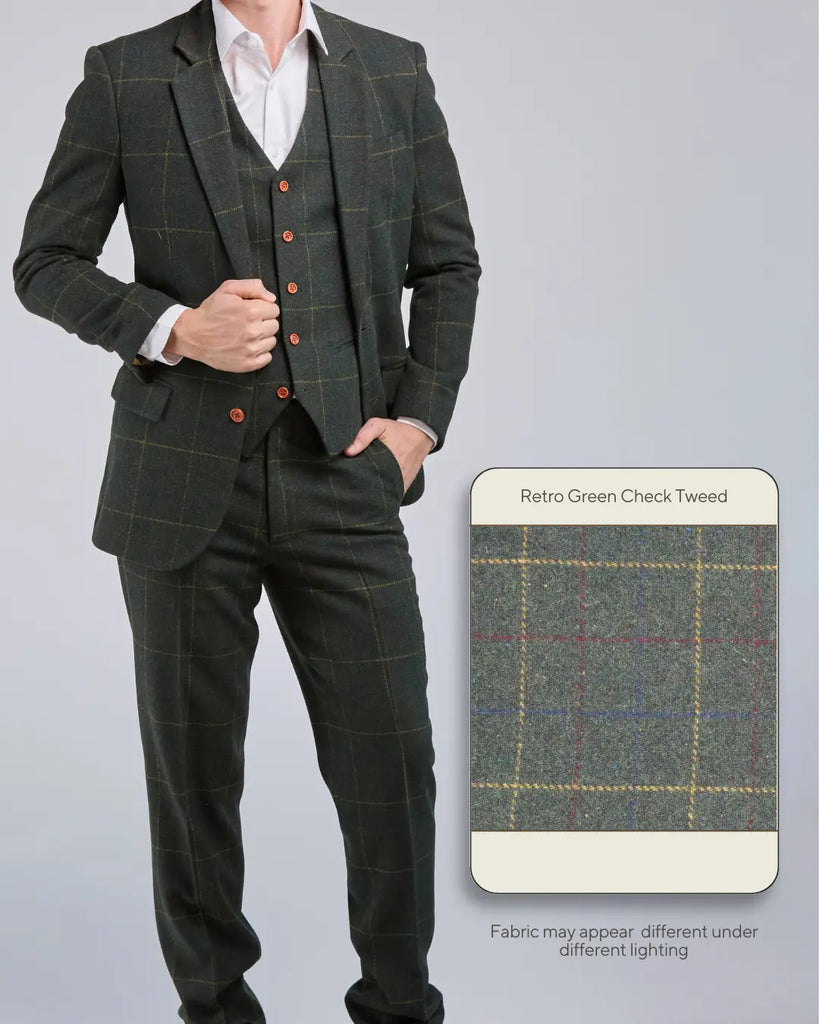 Retro Green Check Tweed - Swatch Sample