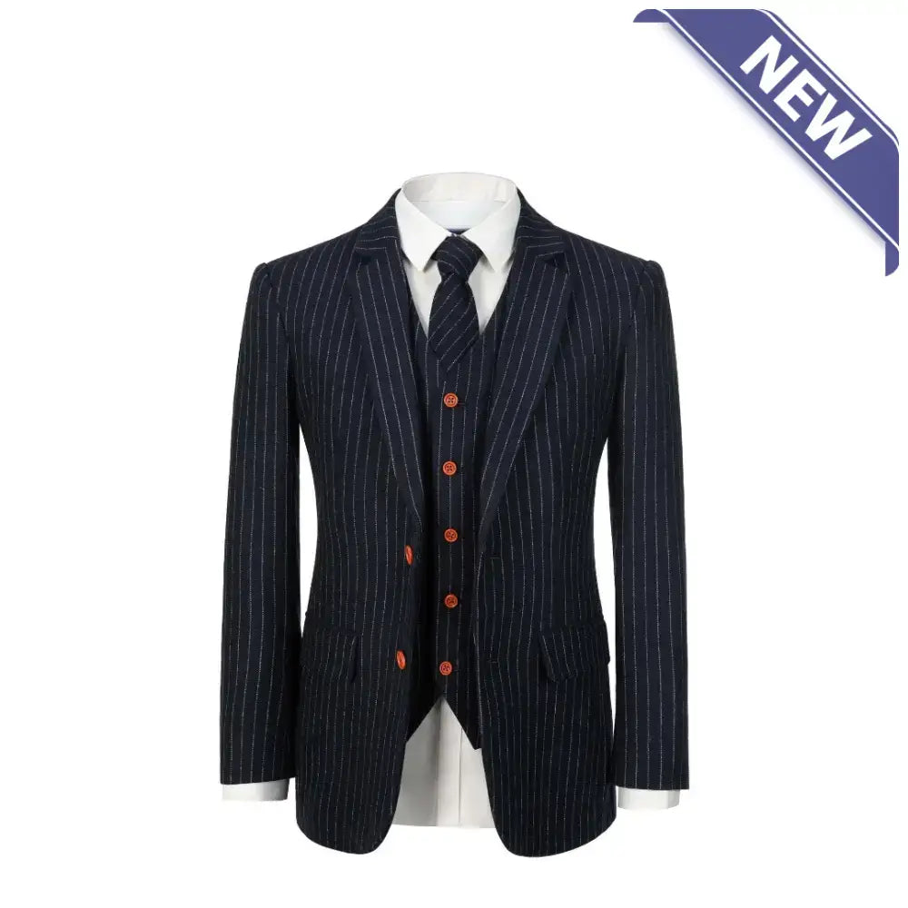 Tweed Jacket/Blazer Navy Wool Stripe Suits