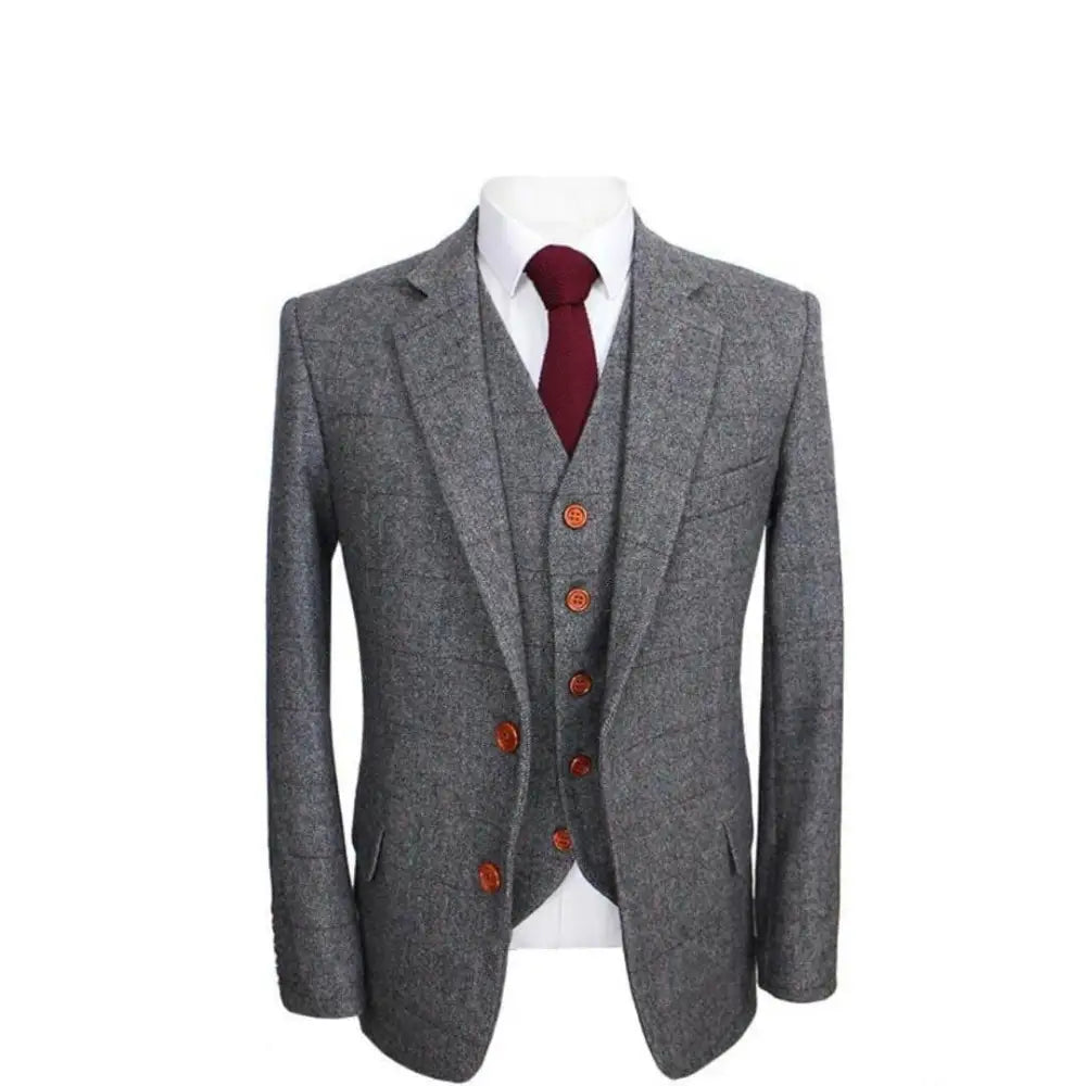 Tweed Jacket/Blazer Prince Of Wales Grey Herringbone Suits