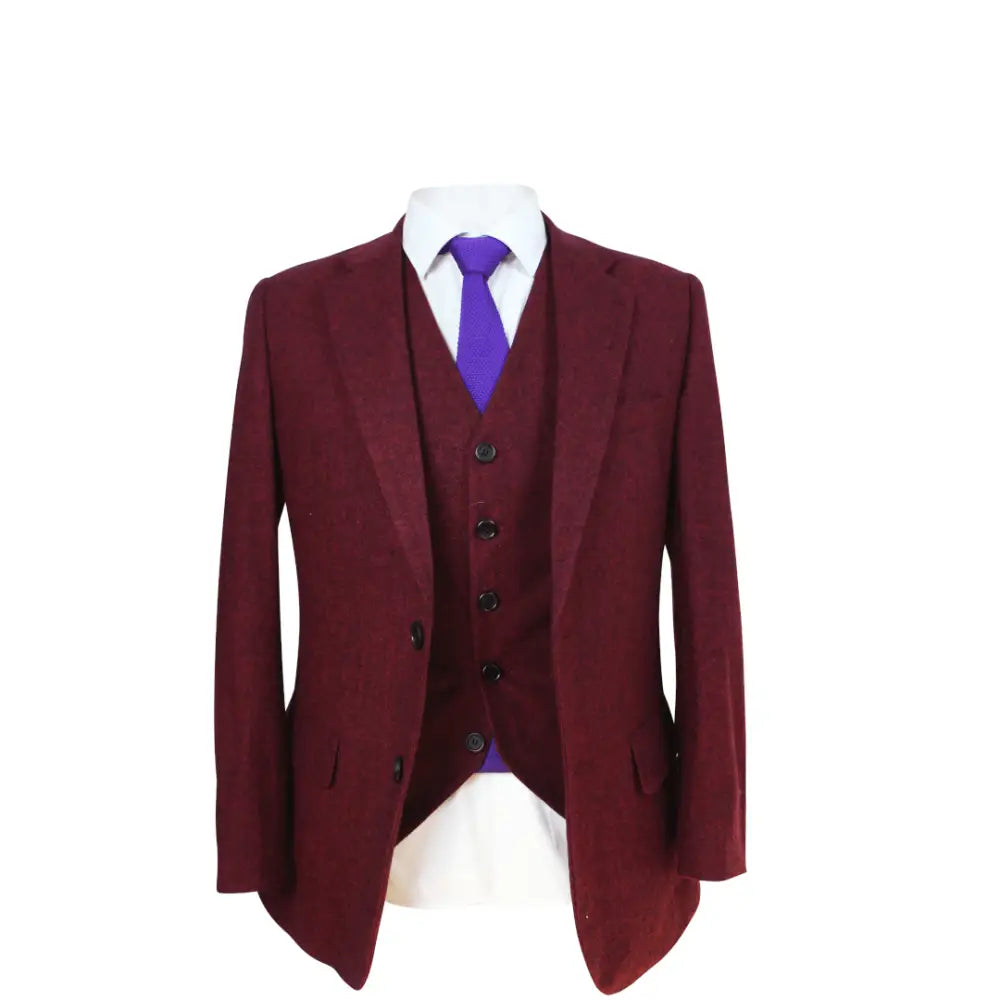 Burgundy hot sale tweed blazer