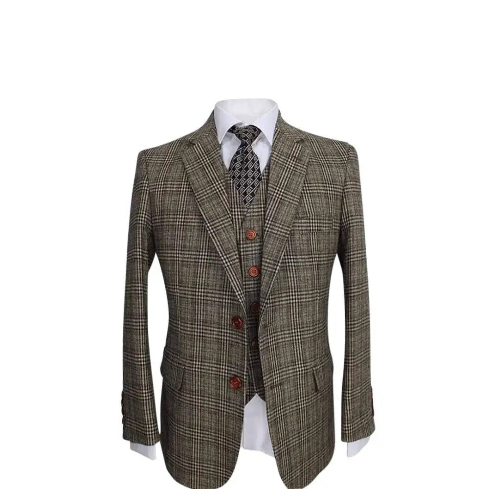Tweed Jacket/Blazer Retro Plaid Suits