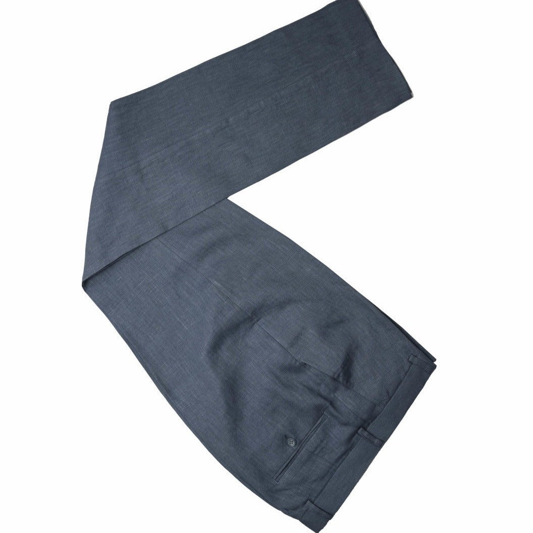 Grey-Blue Linen Trousers USA Clearance