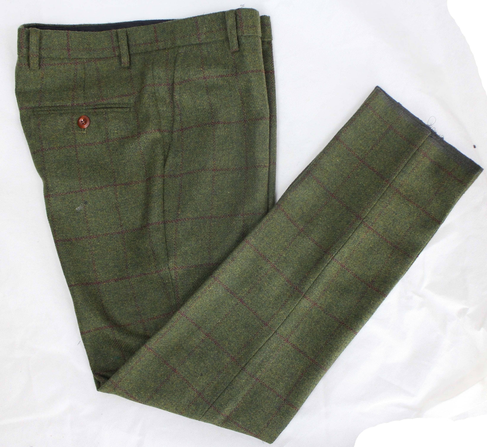 Olive Green Check Tweed 3 Piece Suit