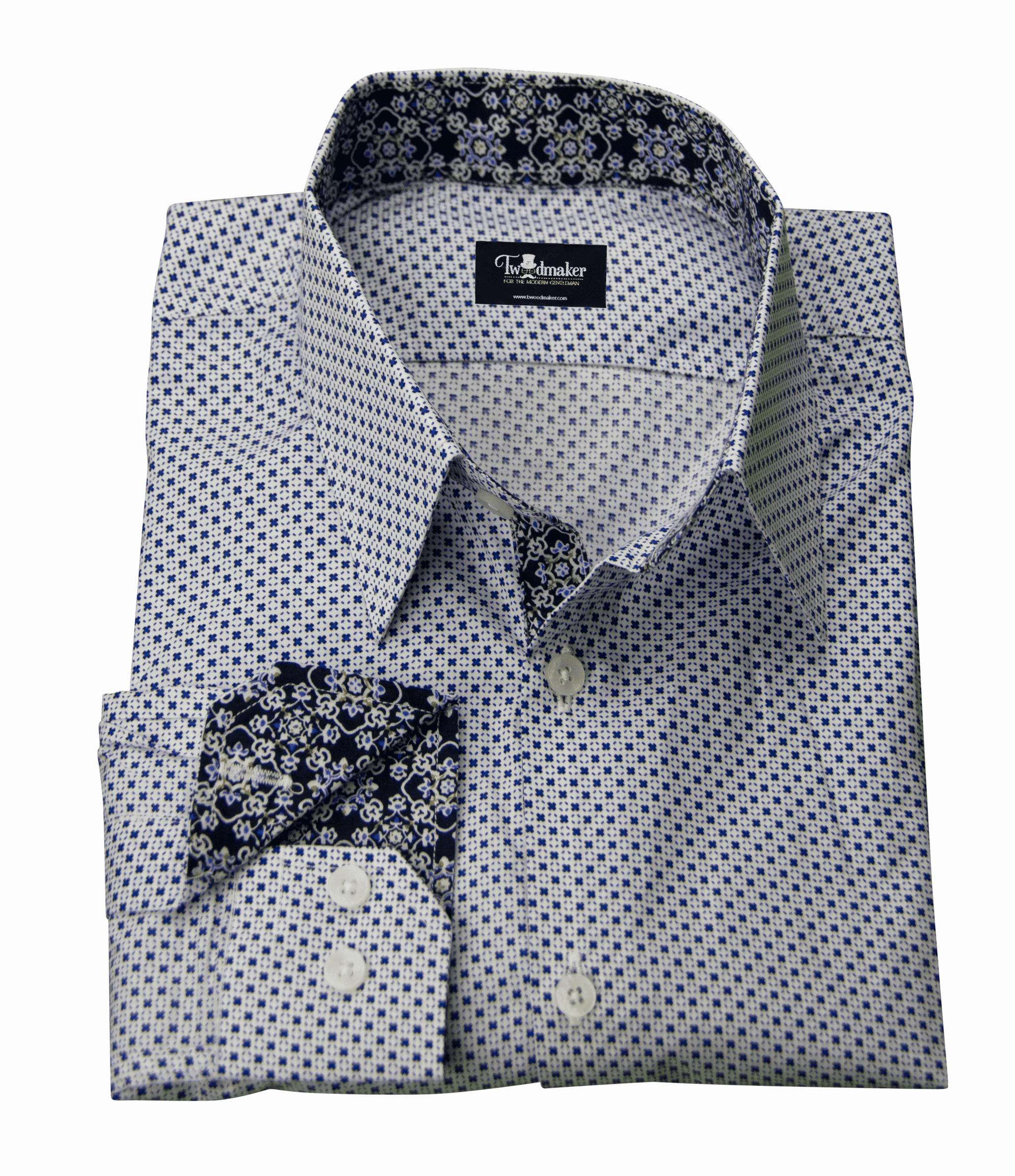 Custom Tailored Pattern Detailed Trim Dress Shirt