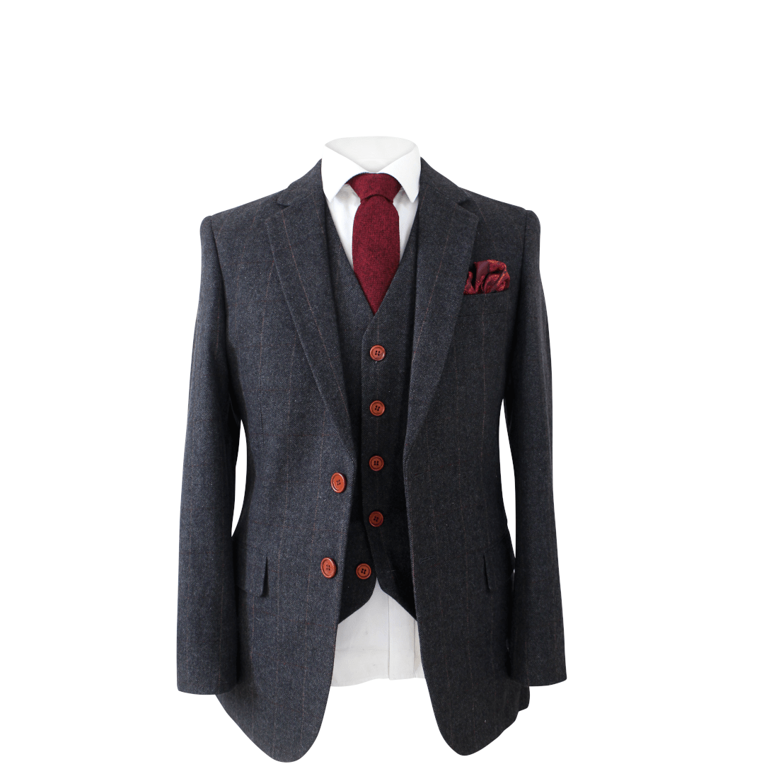 Dark Grey Herringbone Tweed Jacket Only USA Clearance