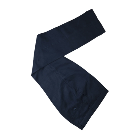 Dark Navy Linen Trousers USA Clearance