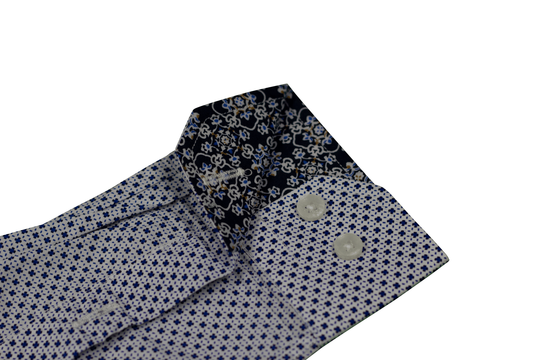 Custom Tailored Pattern Detailed Trim Dress Shirt - Tweedmaker