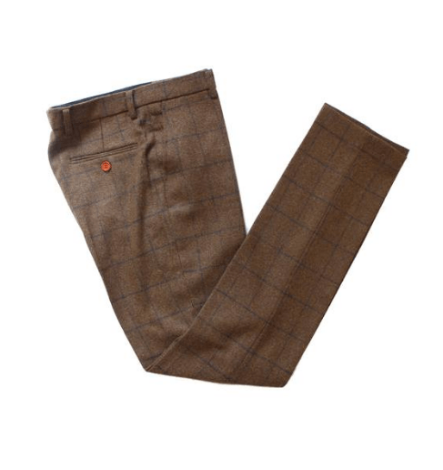 Brown Check Tweed Trousers USA Clearance